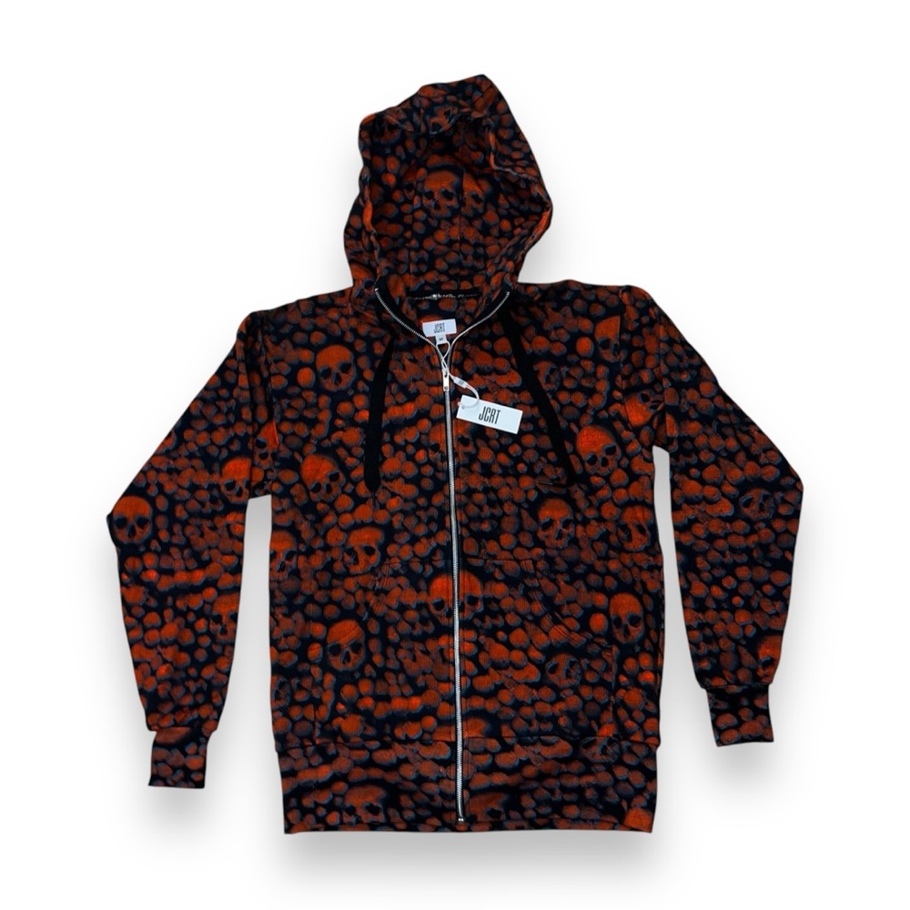 JCRT The 3D Skulls Sweatshirt Hoodie Full Zip Men’s Medium Cotton NWT